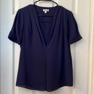Pleated v-neck blouse